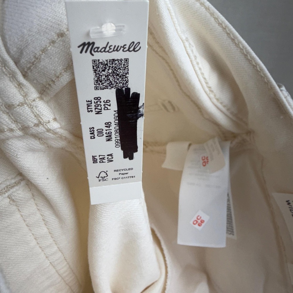 Madewell Perfect Vintage Jeans Womens 26P White High Rise Wide Leg Crop Denim - Picture 9 of 16